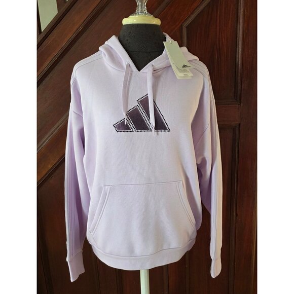 Adidas Womens Lilac Logo Hoodie Sweatshirt Size S NWT - Picture 1 of 10